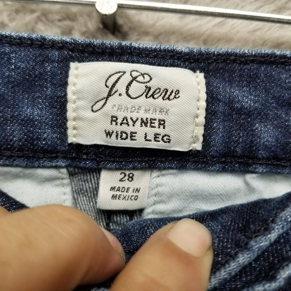 J. Crew Jeans Womens 28 Rayner Dark Wash Stretch High Rise Wide Leg Cropped - Picture 4 of 14